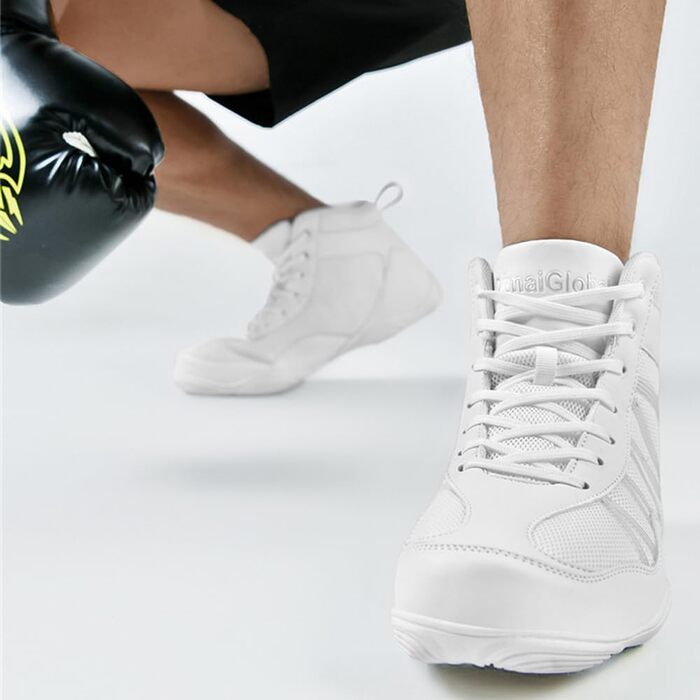 Боксерські черевики чоловічі хай-топ, унісекс, для занять боксом та єдиноборствами (46 EU, білі)