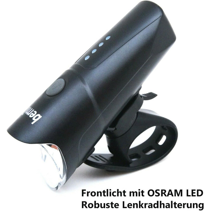 Велофара BemiX LED Set StVZO: яскраве, водонепроникне світло з акумулятором (60 Lux)