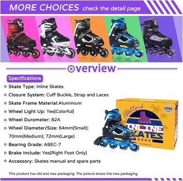 Ролики дитячі Nattork з підсвічуванням, блакитні, 32-36