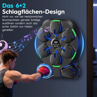 Електронна боксерська машина RevFit з LED-підсвіткою, Bluetooth, 9 режимів швидкості та режим підрахунку ударів, 51 см. Підходить для дітей та дорослих, для дому та фітнес-залу.