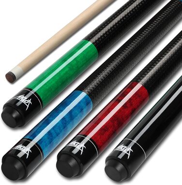 AKLOT Більярдний кий 58' (18oz-21oz) - канадський клен, 13 мм шкіряний наконечник, 3D ручка, прецизійне з'єднання, 4 кольори