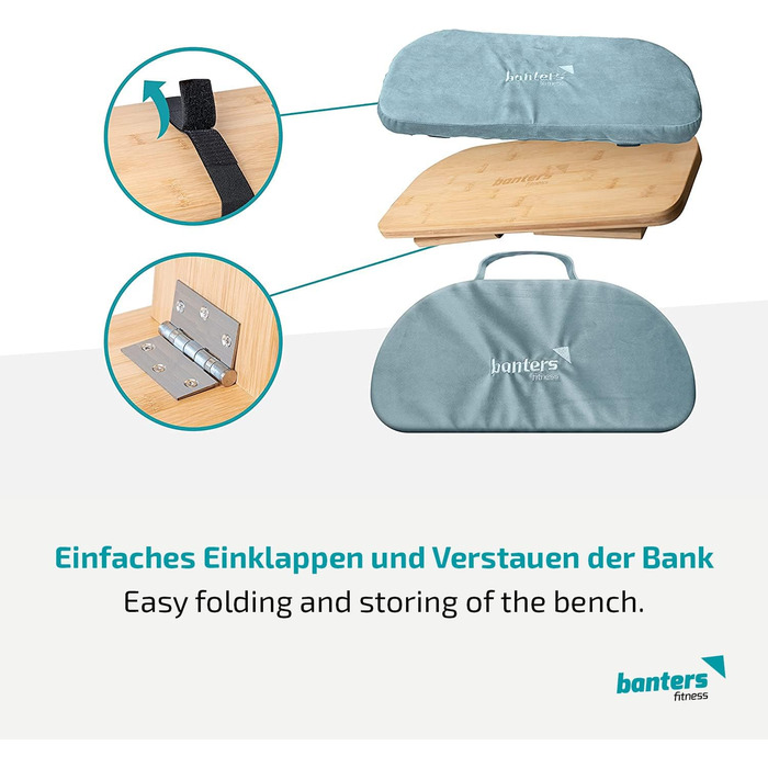 Банкетка для медитації з бамбука, складна, з подушкою, світло-зелена (блакитна)