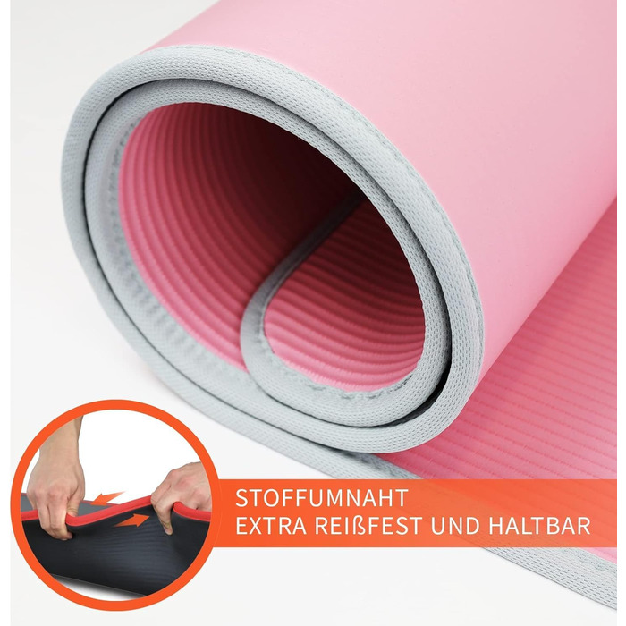DH FitLife Килимок для фітнесу та йоги 183×61×1 см, товстий, нековзний, міцний, рожевий