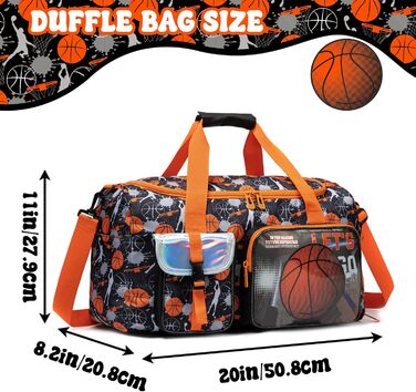 Дитяча спортивна сумка HTgroce з відділенням для взуття. Сумка для плавання, подорожей, дівчаткам. Колір: білий, серце. З баскетбольним дизайном.