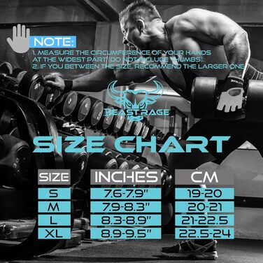 Фітнес-рукавички BEAST RAGE: дихаючі, для чоловіків та жінок, важке підняття, бодібілдинг, тренування, нековзні, кросфіт, силові тренування, велоспорт (S, AQUA)