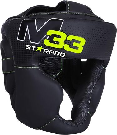 Захисний шолом Starpro M33 для боксу, кікбоксингу, MMA, Муай Тай, Крав Мага, чоловічий та жіночий, з маскою для обличчя, 180° огляд, XS, чорний, з поглинанням поту