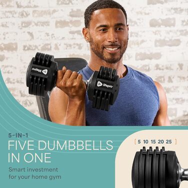 LifePro Регульовані гантелі - набір 90lb (41 кг), 2 шт по 25lb (11,3 кг), та окрема гантель - швидка зміна ваги, для дому, фітнесу, силових тренувань