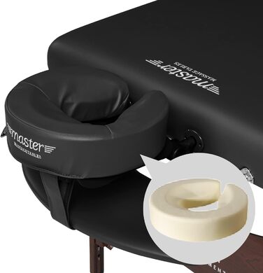 Складаний масажний стіл Master Massage NewPort 71 см, портативний косметологічний масажний стіл із дерев'яними ніжками, сумка, чорний