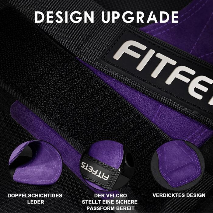 Лідши для важкої атлетики Zughilfen: шкіряні ремені для тренувань, бодібілдингу, пауерліфтингу та фітнесу (фіолетовий)