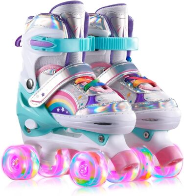 Роликові ковзани Sumeber для дітей з підсвічуванням, зручні та дихаючі, Quad Skates для дівчаток (Rouge, M(35-38))