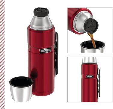 Термос Thermos Stainless King 1,2 л, нержавіюча сталь, з ручкою, червоний