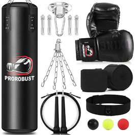 Набір для боксу Prorobust: мішок 120 см PU, рукавички 12oz для MMA, кікбоксингу, домашніх тренувань (порожній)