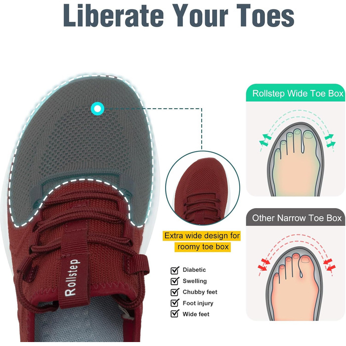 Жіночі кросівки з широкою колодкою та підтримкою арки | Зручні для бігу, тренувань та ходьби (40/41 EU, Бордовий)