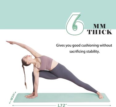 Килимок для йоги та фітнесу Yogamatte 0.6 см, екологічний, нековзний, з сумкою для зберігання (72x24 см, Matcha-Green/Сірий)