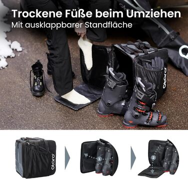 Чохол для лижних черевиків Otaro з відділенням для шолома | Сумка для лиж, шолома та аксесуарів | Водонепроникний, міцний | Комплект: сумка для черевиків (57л) + сумка для лиж XL (на 2 пари), сірий