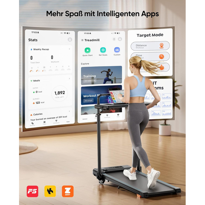 Складне бігове полотно 6-в-1 для дому, складане з регульованим столом, потужність 3.0HP, нахил до 12%, швидкість 12 км/год, Walking Pad з телескопічним підйомником 15 см та RGB-підсвіткою, максимальне навантаження 150 кг, чорно-блакитний колір