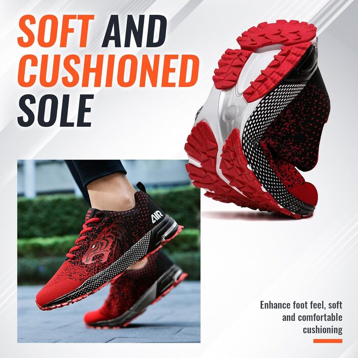 Чоловічі кросівки ASHION для бігу та занять спорту: дихаючі, легкі, червоні (46 EU)