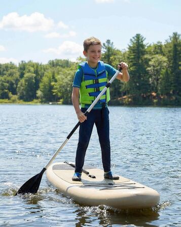 Owntop Світлова жилетка для дітей та підлітків, регульована, з трьохточковим ременем безпеки, легка, для каякінгу, плавання, риболовлі та снорклінгу (Блакитна, M)