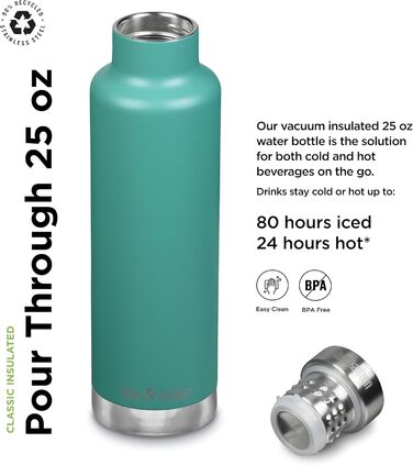 Пляшка для води Klean Kanteen Classic Vi, чоловіча, універсальний розмір, порцеляново-зелена