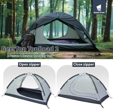 Намет GEERTOP для 2 осіб, куполоподібний, туристичний, водонепроникний, 4 сезони, для кемпінгу, походів, подорожей та альпінізму, синій