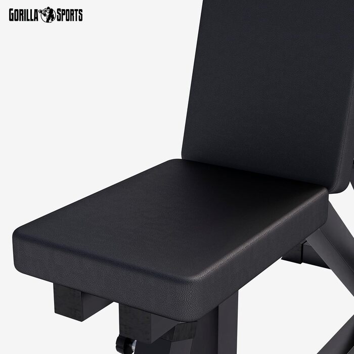 Регульована лавка для жиму GORILLA SPORTS, 200 кг, чорна/біла – універсальна тренувальна фітнес-лава для дому та залу