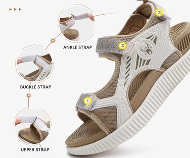 Жіночі трекінгові сандалії KuaiLu: зручні, ортопедичні, для туризму та відпочинку на природі. Легкі, з регульованою застібкою-липучкою, для літа, підходить при фасціїтісу. Колір: бежевий, розмір 39 EU.