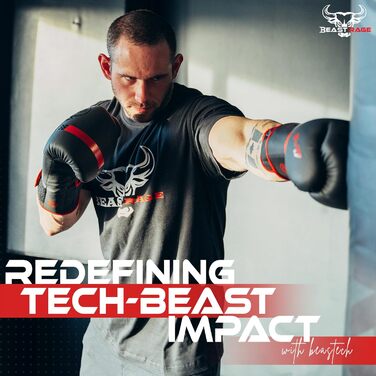 Боксерські рукавички BEAST RAGE для боксу, кікбоксингу та муай-тай (12oz, червоні) - чоловічі та жіночі, для тренувань та боксерського мішка