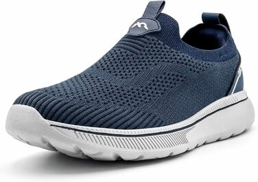 Чоловічі кросівки без шнурівків Slip-on, сітка, дихаючі, легкі, для бігу та спорту, комфортні, outdoor, джогінги, 44 EU, темно-синій