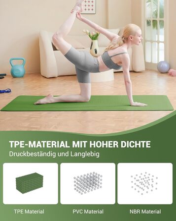 Йога мат для жінок Good Nite: неслизька поверхня, товщина 6 мм, 183x61 см, з чохлом, для йоги, пілатесу, фітнесу, зелено-чорний колір