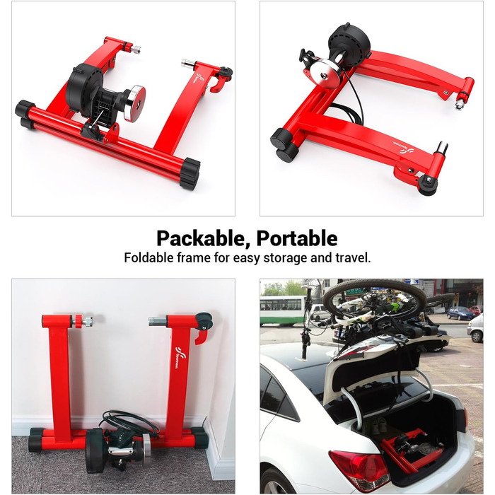 Роликовий тренажер Sportneer для велосипеда - магнітний тренажер для 26-28' та 700C, 6 рівнів опору, тиха робота