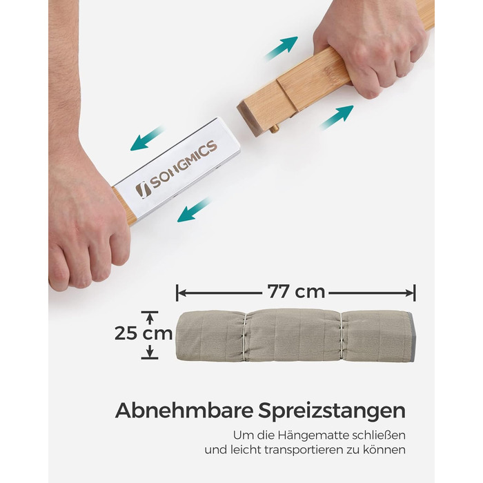 Гаммак SONGMICS для 2 осіб з подушкою, Outdoor, сіро-бежевий, 200 x 140 см, до 225 кг