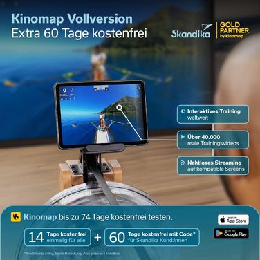 Водний тренажер Skandika Lykke: дерев'яний, для дому, з великим баком 90°, сумісний з Kinomap
