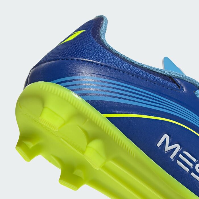 Дитячі футбольні бутси Adidas F50 Messi League для гри на твердих та універсальних майданчиках (31 EU, Royal Blue Solar Yellow Semi Blue Burst)