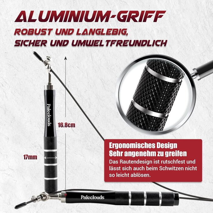 Стрибкове канат Springseil Speed Rope для фітнесу, боксу та MMA. Регульоване канат 300см з алюмінієвою ручкою та системою подвійного підшипника. Включає постер з тренуваннями. Чорний колір.