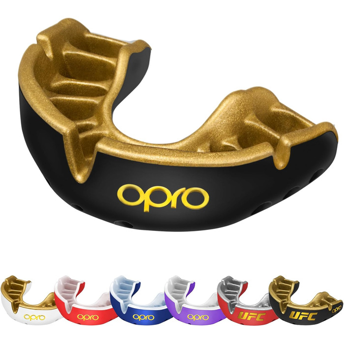 Захисна капа OPRO Gold для боксу, MMA, хокею, лакросу, контактних видів спорту, чорна/золота, для дітей до 10 років