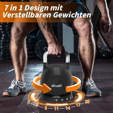 Гантелі ATIVAFIT 20 кг, 7-в-1, регульовані, з алюмінієвим грифом, швидка зміна ваги, фітнес для дому, тренування вдома