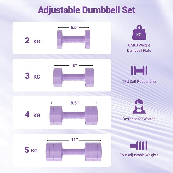 Дірекс стійка для штанги з 3/5 рівнями, для гантелей, гир, штанги, до 500 кг, регульована (з набором гантелей 10 кг, фіолетовий)