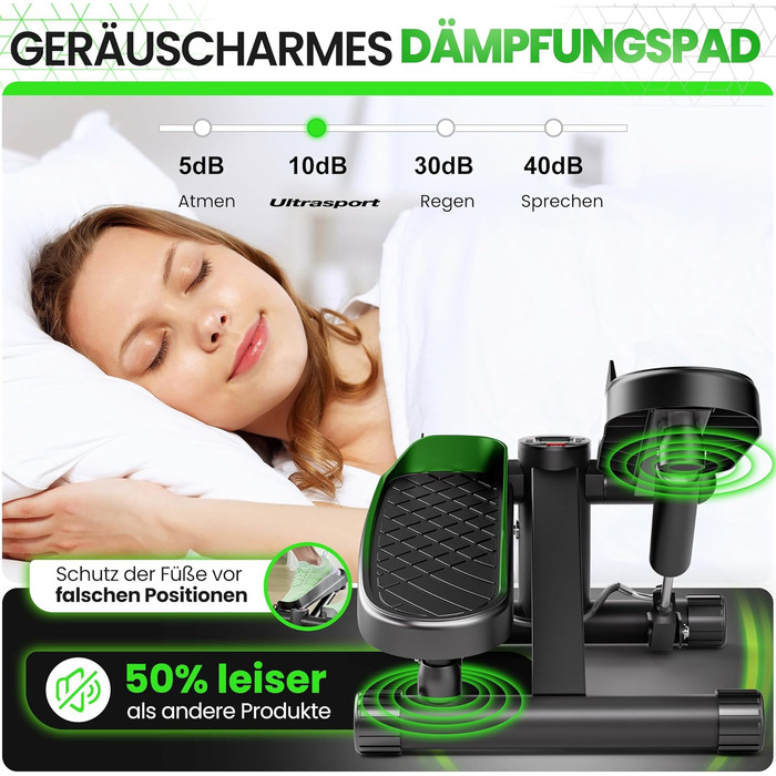 Ultrasport Swing Stepper для дому: міні-степер 2-в-1 з тросами, LCD-дисплеєм, тихий, з неслизькою поверхнею та регулюванням навантаження