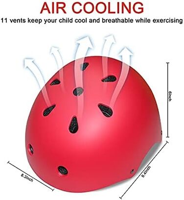 Дитячий велосипедний шолом, регульований, 2-14 років, 5 кольорів, червоний - з захисним обладнанням