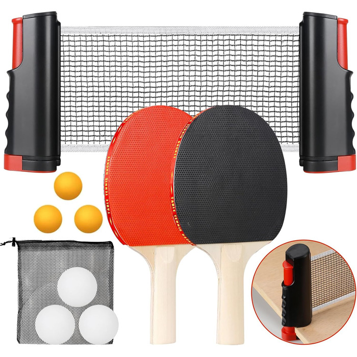 Набір для настільного тенісу: стіл, сітка, 2 ракетки, 3 м'ячі, сумка