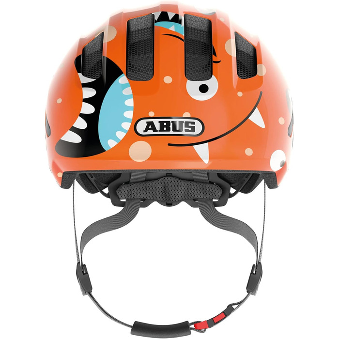Дитячий велосипедний шолом ABUS Smiley 3.0, помаранчевий, монстр, для хлопчиків і дівчаток, розмір M (50-55 см), глибока посадка, отвір для хвоста, безпечний дизайн