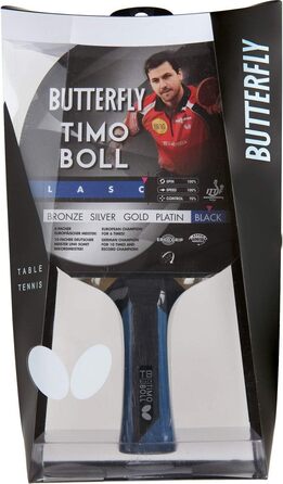 Настільний тенісний ракетка Butterfly Timo Boll Black ITTF, професійна, анатомічна ручка, накладка Wakaba, з чохлом і 3 м'ячами