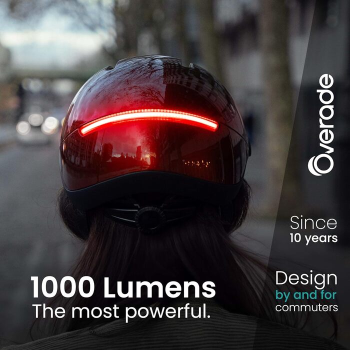 Шолом Overade European Innovation для велосипеда та скутера з LED-підсвічуванням та пультом керування, універсальний розмір (Ruby Red)