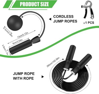 Скакалка з регулюванням, PVC, для фітнесу, дорослих. Канат для стрибків з великим м'ячем та тренажером для рук