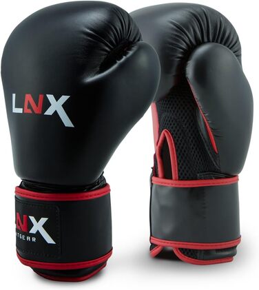 Боксерські рукавички LNX Pro Fight Evo 10 oz, чорні/червоні, для боксу та кікбоксингу