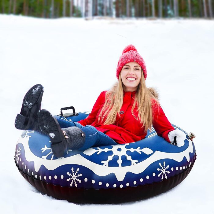 Надувний сніговий санки-труба Frostschutz з ручками, 119 см. Ідеально для зимових розваг дітей та дорослих.