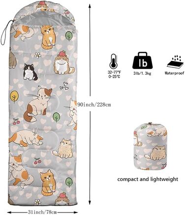 Сплячі мішки HOSIMA для холодної погоди, водонепроникні, для жінок, чоловіків, дівчаток, хлопчиків, для кемпінгу, походів, відпочинку на природі, подорожей, полювання, з компресійним мішком (Multi 24)