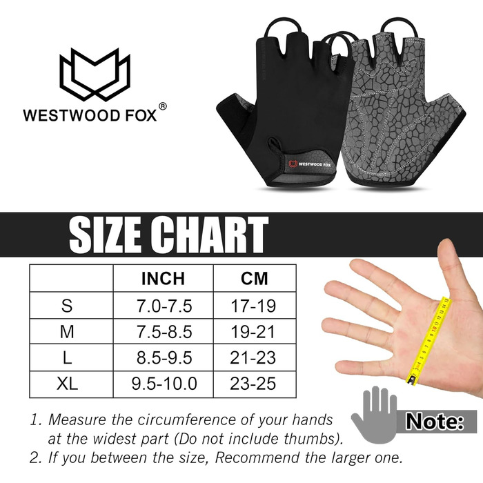 Велосипедні рукавички WESTWOOD FOX, напівпальцеві, унісекс, з підкладкою на ручках, з неслизькою долонею, для MTB, чорні, XL