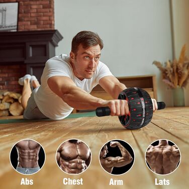 Ролер для пресу YIFMOO з килимком для колін, комплект: ролик для пресу, тренажер для пресу, підходить для початківців та професіоналів, неслизьке обладнання для тренування пресу вдома, фітнес-обладнання