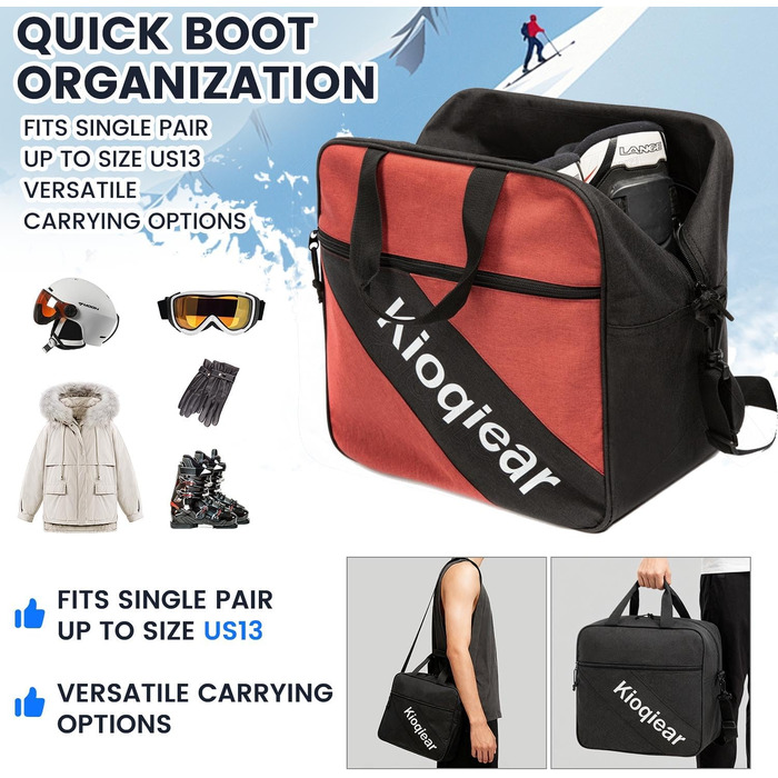 Сумка для сноуборду та черевиків Kioqiear з підкладкою, до 165 см та 43 розмір, комплект з 2 сумок